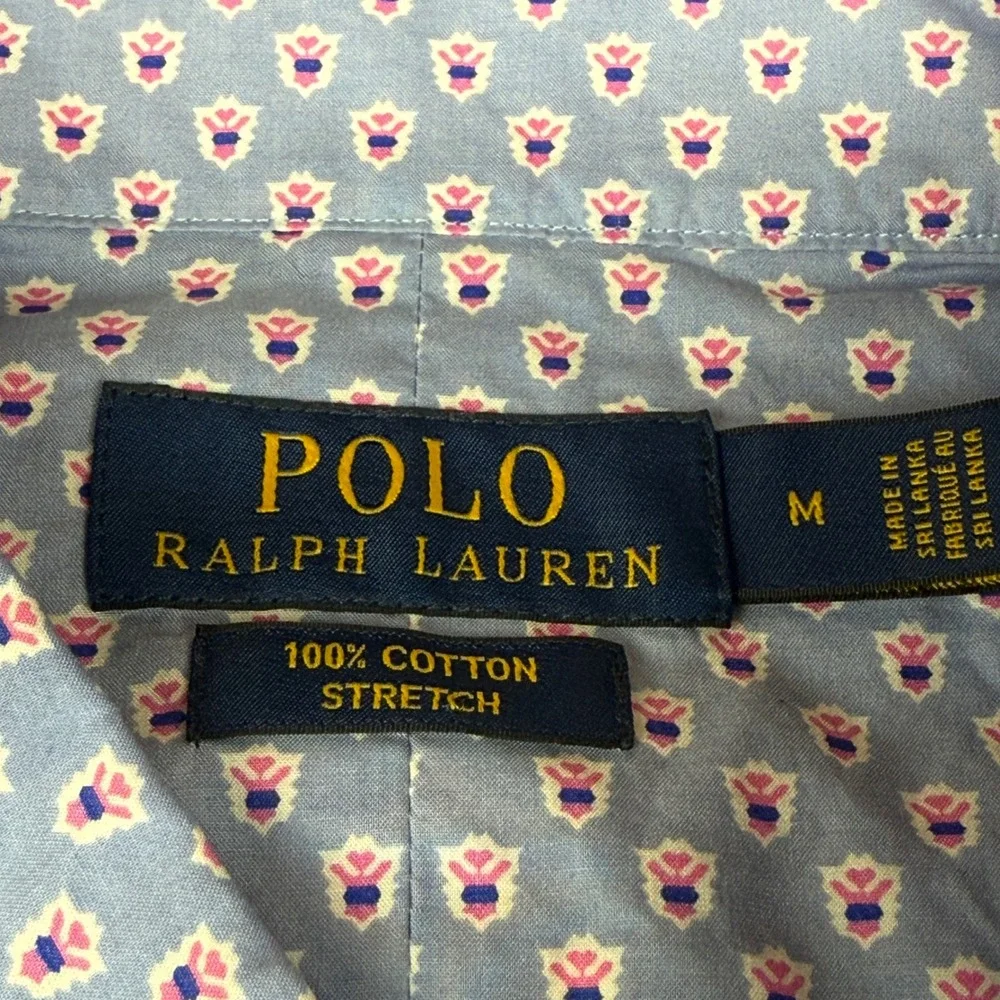 Polo Ralph Lauren Men's Button Down Shirt Patterned Cotton Stretch Purple Medium